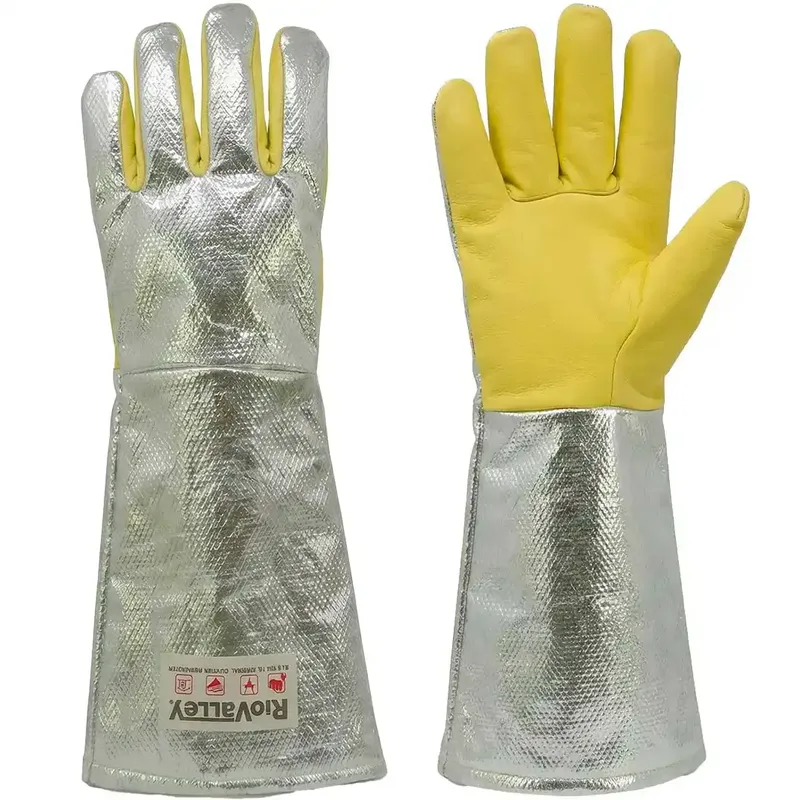 imagem do produto Luva Aluminizada 5 Dedos Rio Valley Extreme Heat Nota Máxima EN 407 Proteção Contra Calor Radiante e Metais Fundidos até 1400°C CA 48247