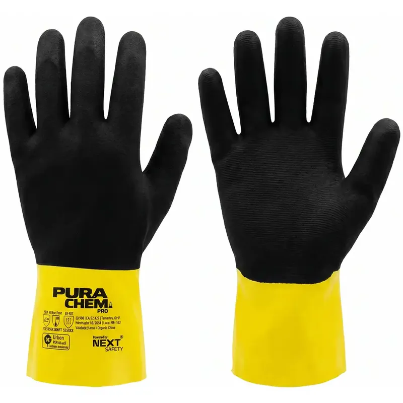 imagem do produto Luva de Segurança Química PuraChem Pro Next Safety Cód. 10.900 Tipo A EN 374 Nitrilica Total 360° CA 52.427