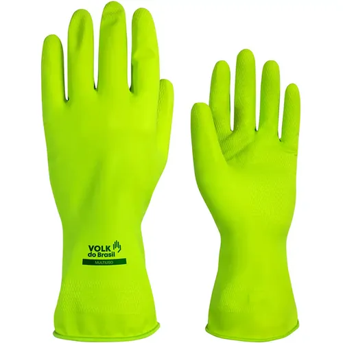 imagem do produto Luva de Látex Multiuso Verde Volk do Brasil Química Tipo B KOPT Biológica Antiderrapante Colmeia Forro Algodão Flocado Código 10.51.044.03 CA 51.744
