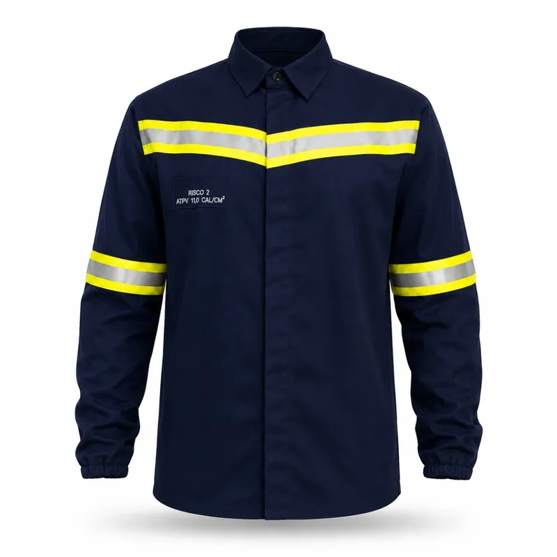 imagem do produto Camisa Antichama Guardian Arco Fire WE Risco 2 Azul Marinho ATPV 11 cal/cm² Refletiva Punho Elástico imagem do produto Camisa Antichama Guardian Arco Fire WE Risco 2 Azul Marinho ATPV 11 cal/cm² Refletiva Punho Elástico