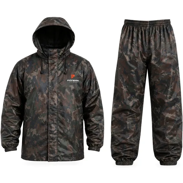 imagem do produto Conjunto de Chuva Nylon Pioneira 3200 Pescador Jaqueta e Calça Camuflado CA 42102 e 42104