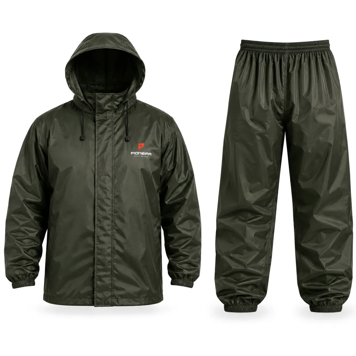 imagem do produto Conjunto de Chuva Nylon Pioneira 3200 Pescador Jaqueta e Calça Verde Militar CA 42102 e 42104