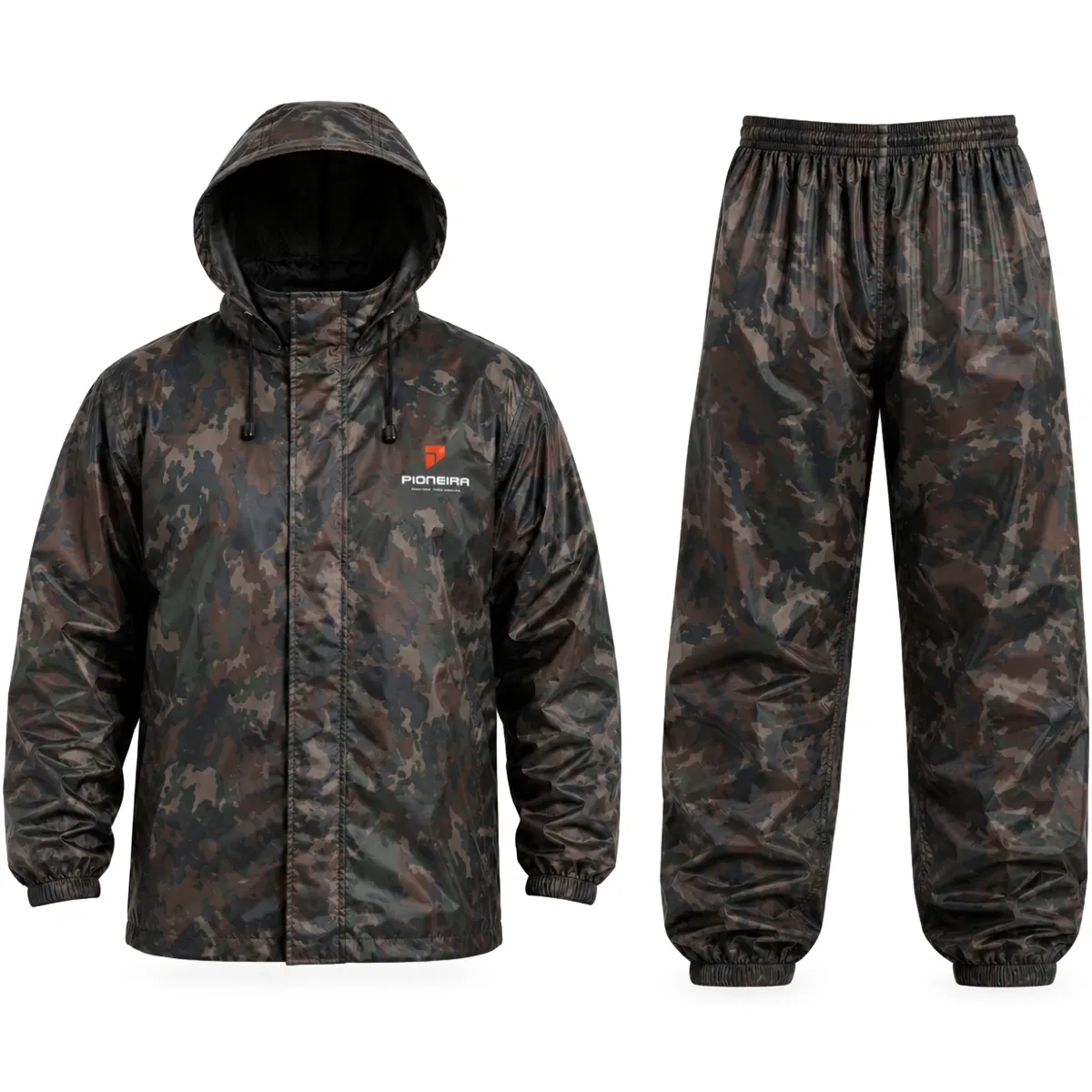 imagem do produto Conjunto de Chuva Nylon Pioneira 3200 Pescador Jaqueta e Calça Camuflado CA 42102 e 42104
