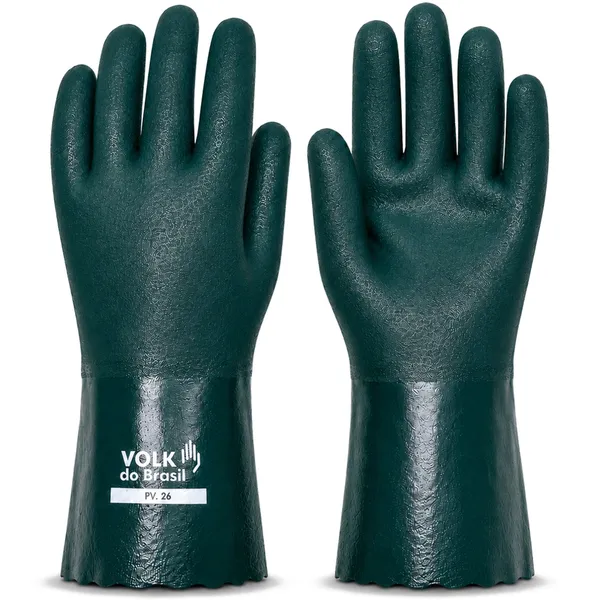 imagem do produto Luva de PVC Volk 26cm Verde Forrada Antiderrapante Proteção Química e Mecânica 10.25.103.03 CA 37127 imagem do produto Luva de PVC Volk 26cm Verde Forrada Antiderrapante Proteção Química e Mecânica 10.25.103.03 CA 37127