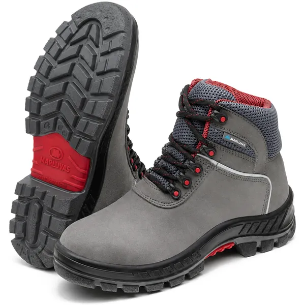 imagem do produto Bota Marluvas Premier 75BPR29 MSC BP Couro Nubuck Cinza e Vermelho Bico PVC CA 41370