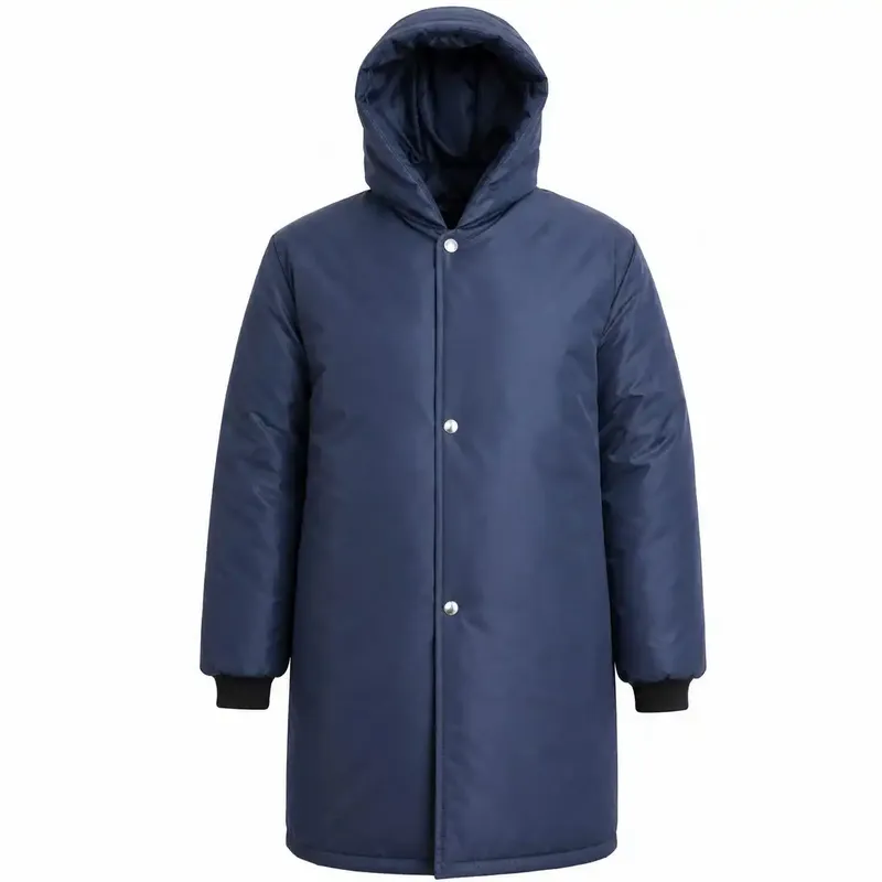 Japona Térmica Frigorífica Nylon Maicol Azul Marinho com Capuz Manta 150g/m² Proteção Contra Frio Câmara Fria CA 10975