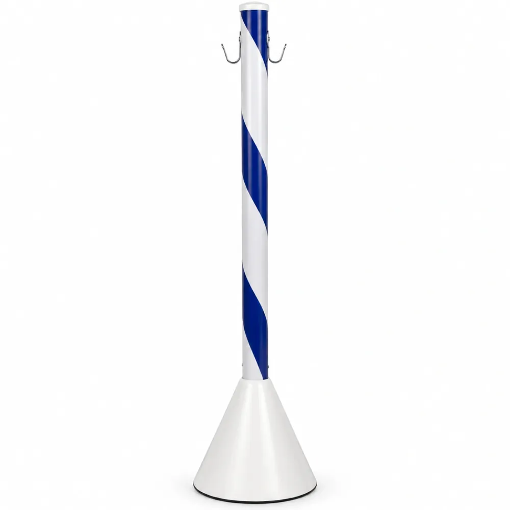 imagem do produto Pedestal de Sinalização 90cm Zebrado Branco e Azul com Base em Concreto e Gancho Metálico imagem do produto Pedestal de Sinalização 90cm Zebrado Branco e Azul com Base em Concreto e Gancho Metálico