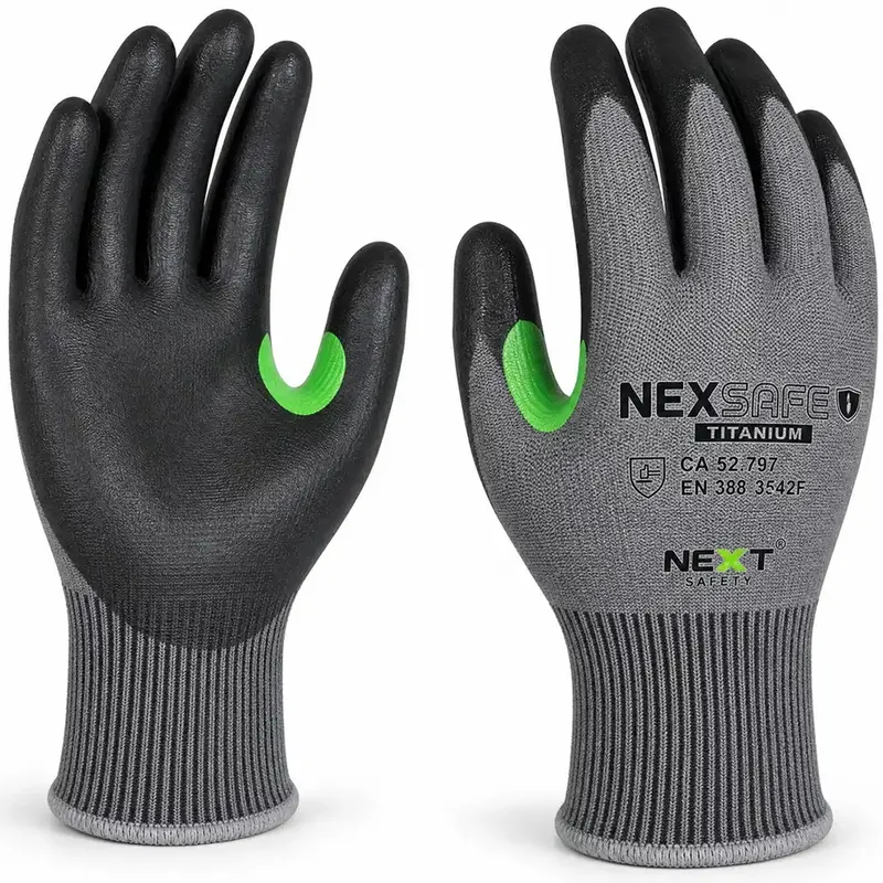 imagem do produto Luva de Proteção ao Corte Next Safety Nexsafe Titanium PU Corte Nível 5 TDM F Nível Máximo CA 52797 imagem do produto Luva de Proteção ao Corte Next Safety Nexsafe Titanium PU Corte Nível 5 TDM F Nível Máximo CA 52797